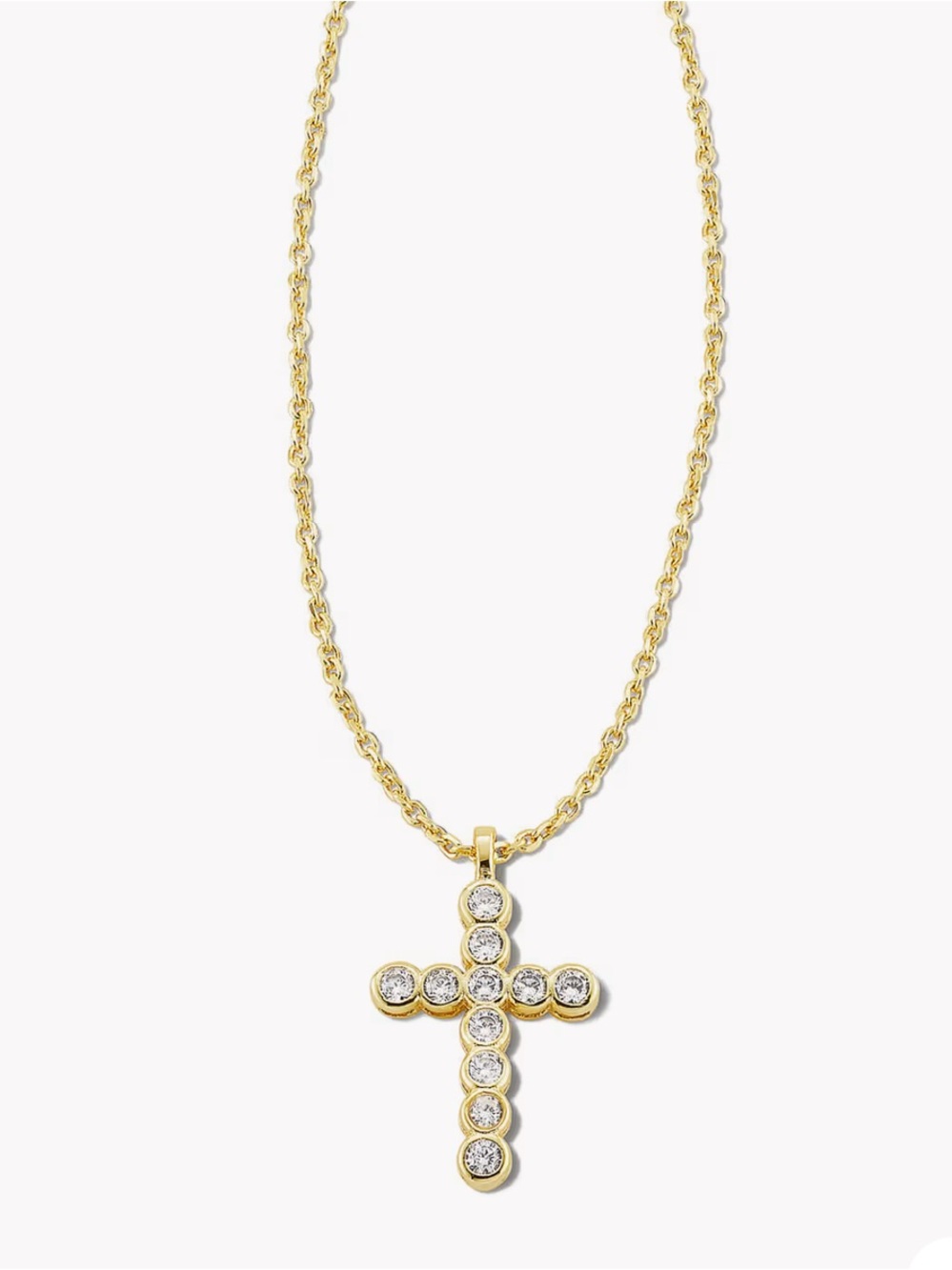 Kendra Scott Gold Cross Pendant Necklace in White CZ
